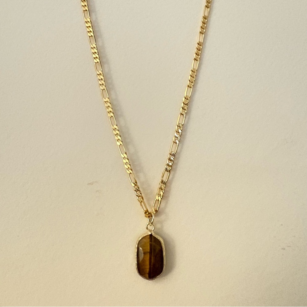 18K gold plated Hypoallergenic,Tarnish resistant tiger eye pendant